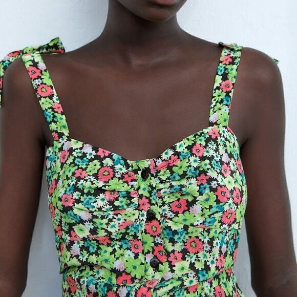 ZARA FLORAL PRINT DRESS  - Picture 6 of 9
